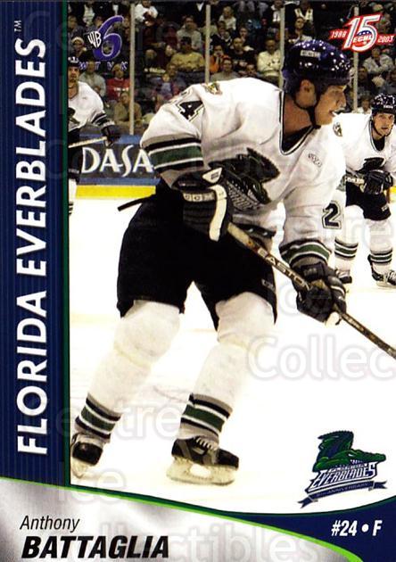  (CI) Anthony Battaglia Hockey Card 2003-04 Mississippi Sea  Wolves 1 Anthony Battaglia : Collectibles & Fine Art