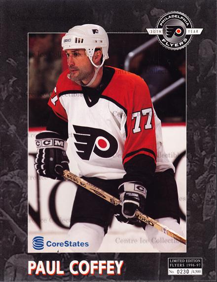 center ice collectibles 1996 97 philadelphia flyers line up cards 97 flyers