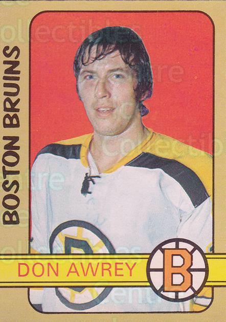 1971-72 Boston Bruins Don Awrey hockey card (pinholes and wear